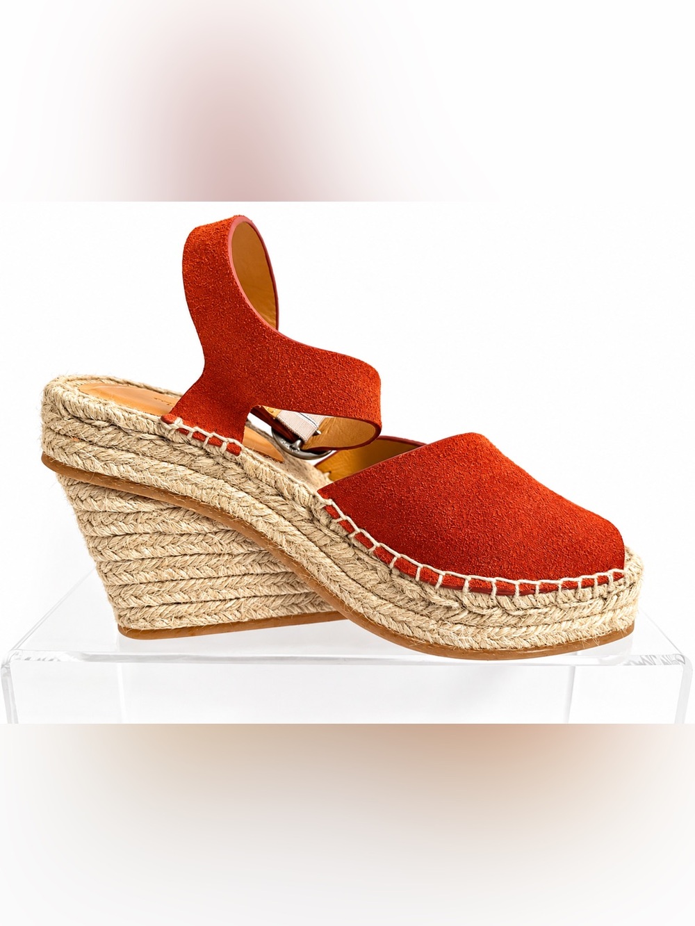 rag & bone Tari Suede Espadrille Wedge Sandals Rust Size 8